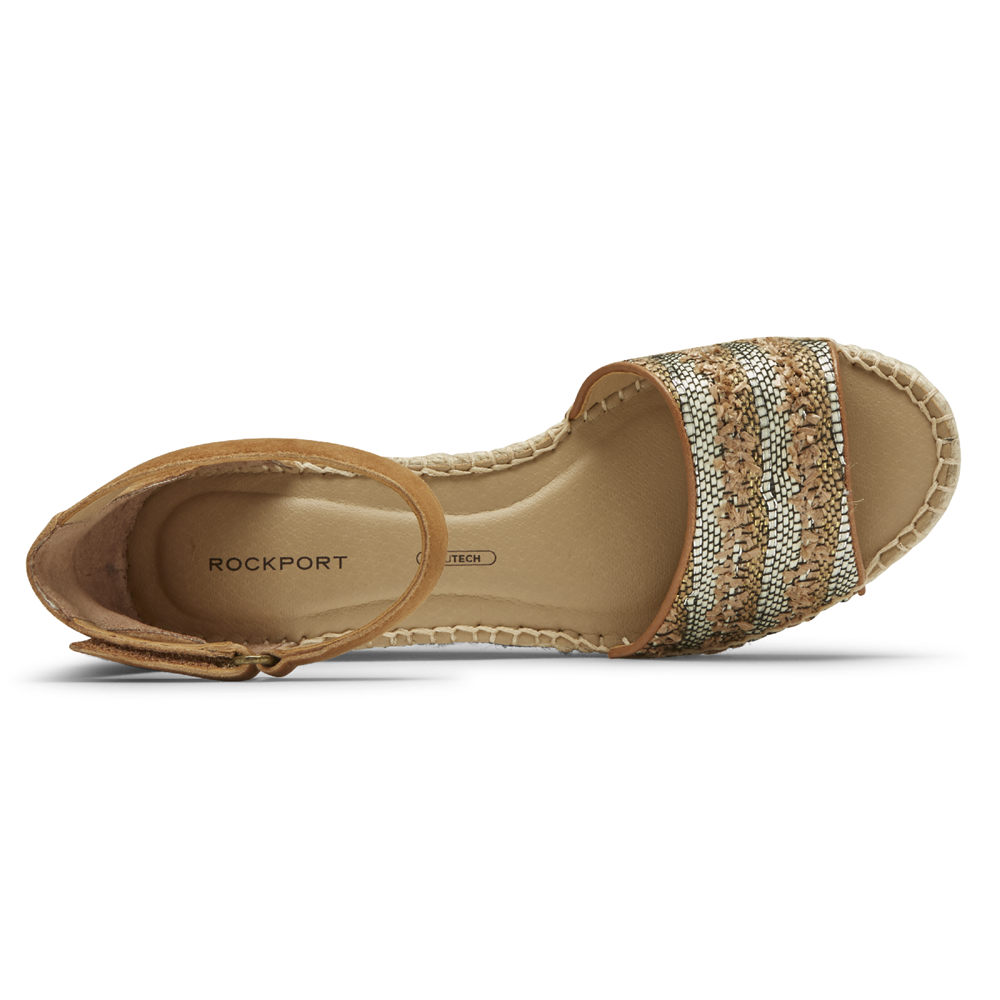 Sandalias Rockport Mujer Mexico - Marah Woven Ankle Strap Kaki - LWXUM6913